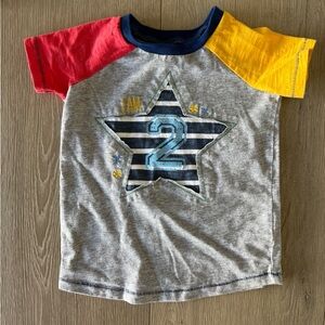 Colorful Star Print Kids “2” T-Shirt